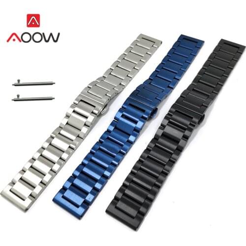 18mm 20mm 22mm 24mm Stainless Steel Strap Butterfly Deployment Buckle Quick Release Matte Metal Band Bracelet for Smart Watch