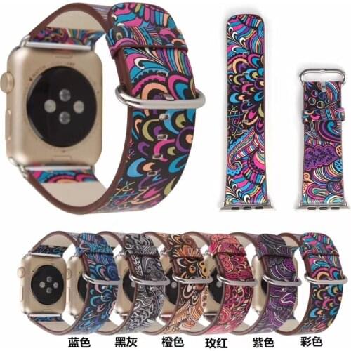Straps For Apple Watch Band Series 5 44mm 40mm Flower Prints Vintage Floral National Folk for iwatch 4 3 2 1 bracelet 38mm 42mm