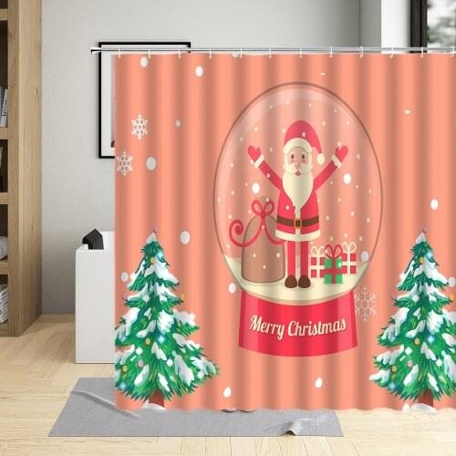 Christmas Shower Curtain Santa Claus Christmas tree Bathroom Decor Winter Bath Curtains Waterproof Fabric With Hooks polyester