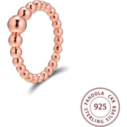 Rose String of Beads Ring femme 925 Sterling Silver Wedding Rings for Women Original Fashion Jewelry anillos Free Shipping