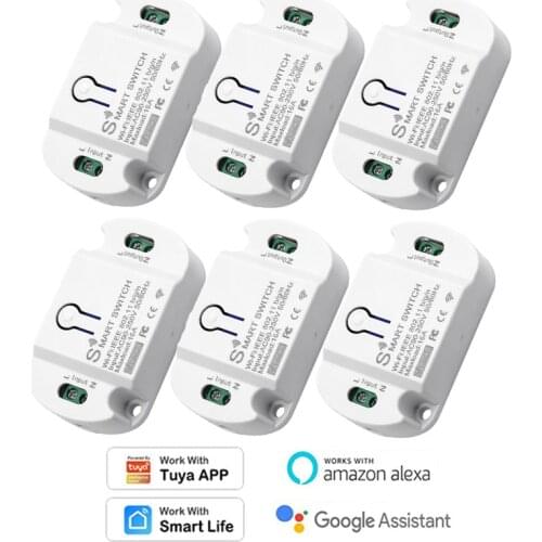 10pcs Wifi Smart Breaker 16A Switches Automation Timing Open / Close Device Support Tuya Smart Life APP with Alexa Google Home