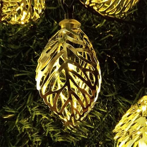 20 lights LED solar iron leaf light string holiday decoration indoor landscape courtyard outdoor lantern flashing light
