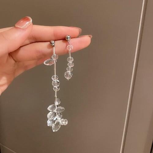 U-Magical Charming Transparent Crystal Dangle Earring for Women Beaded Asymmetry Resin Geometric Tassel Wedding Earring Jewelry