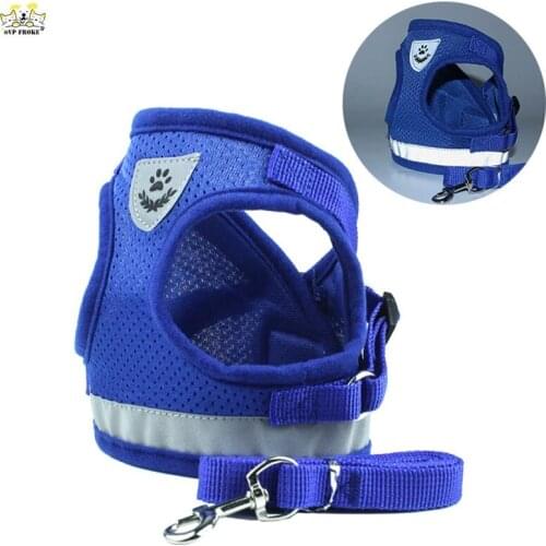 New Small Dog Comfortable And Breathable Portable Pet Dog Leash Vest Type Chest Harness Reflective Light Dog Rope
