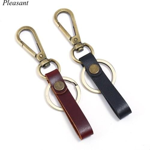 High Quality Vintage Cowhide Keychain Black Brown Key Holder