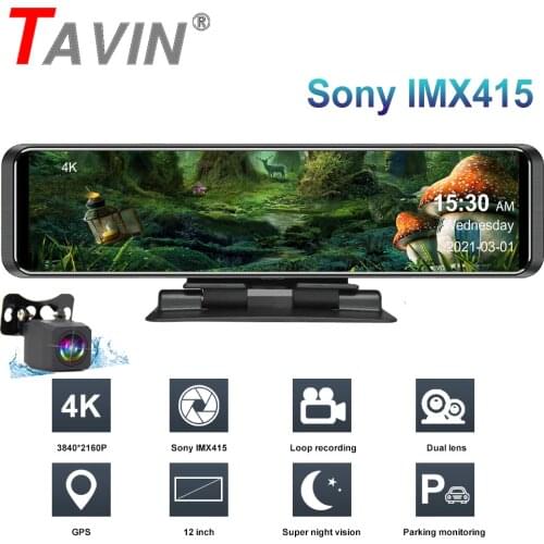 4K Dashboard Car DVR 3840*2160P Sony IMX 415 Rear View Mirror GPS Tracker Camera 1080P Car Video Recorder Dash Cam Console