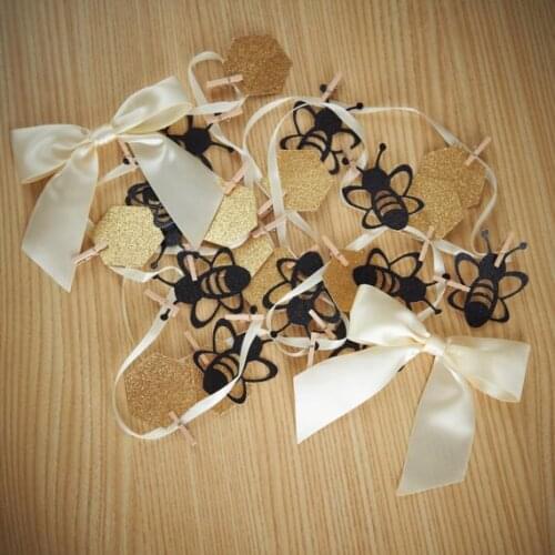 Gold Mommy to Bee and Hexagon birthday party photo Banners baby shower buntings nursery room garlands photobooth