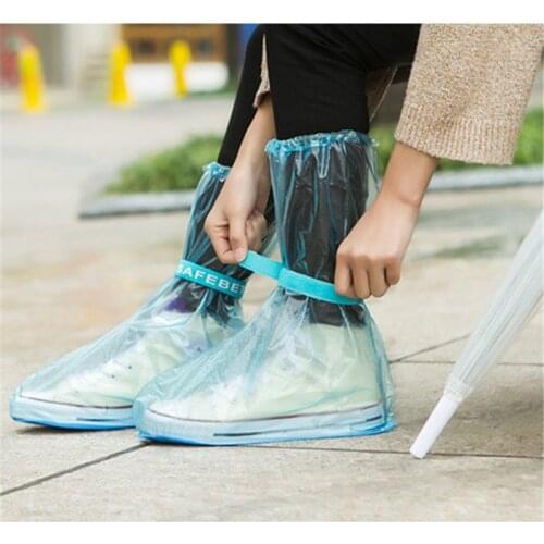 1 Pairs Waterproof Thick Plastic Reusable Rain Polypropylene Shoe Covers High-Top Anti-Slip For Women and Men