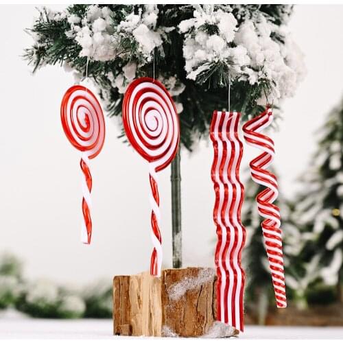 1pc Christmas Tree Hanging Candy Cane Pendant Xmas Tree Hanging Ornament Festive Party Supplies Home Decorations New Year Gift