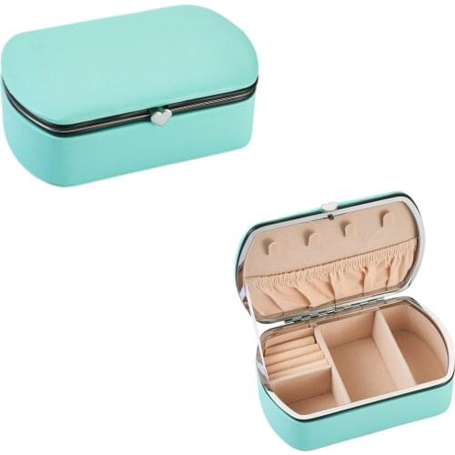 1Pcs Column Portable PU Leather Earrings Rings Necklace Bracelet Beading Jewelry Storage Box with Velvet Lining 9.5x 14.6x5cm