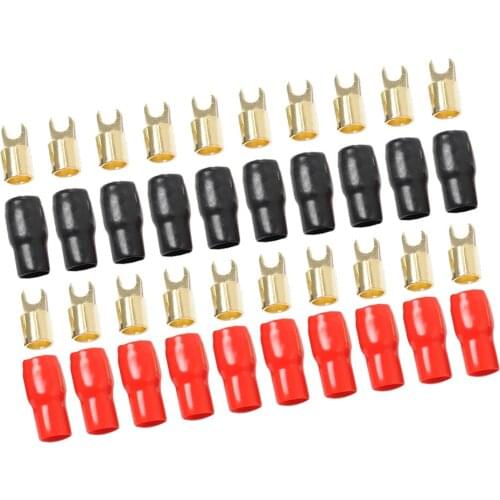 10 Pairs 4 AWG Car Audio Power Ground Wire Fork Terminal Connector Brass