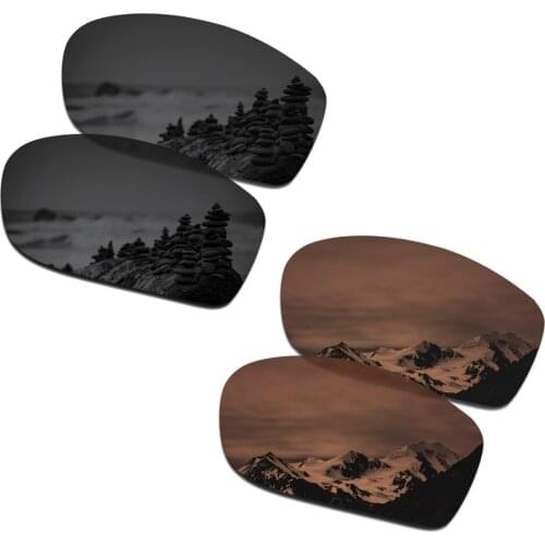 SmartVLT 2 Pairs Polarized Sunglasses Replacement Lenses for Oakley Fives Squared Stealth Black and Amber Brown