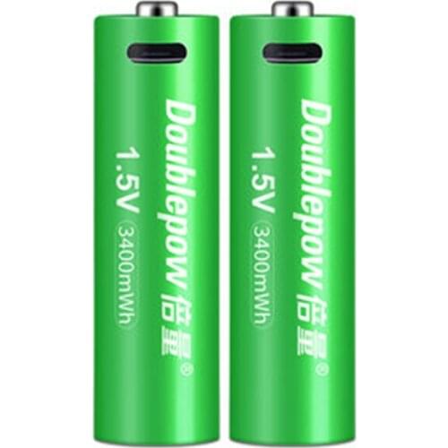 2Pcs/lot New 1.5V 3400mWh AA rechargeable battery USB rechargeable lithium battery fast charging via Micro USB cable