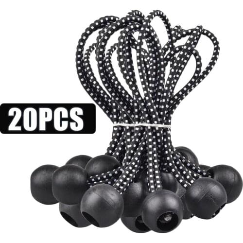 20pcs/set Tarpaulin Oxford Rope Elastic Strapping Ball Bungee Cord Outdoor Tent Canopy Tarp Elastic Oxford Rope Tie