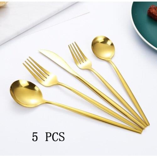 20 Piece Set Golden Cutlery Set Kitchen Tableware Stainless Steel Dinnerware Flatware Knife Dessert Fork Coffee Spoon Dinner Set