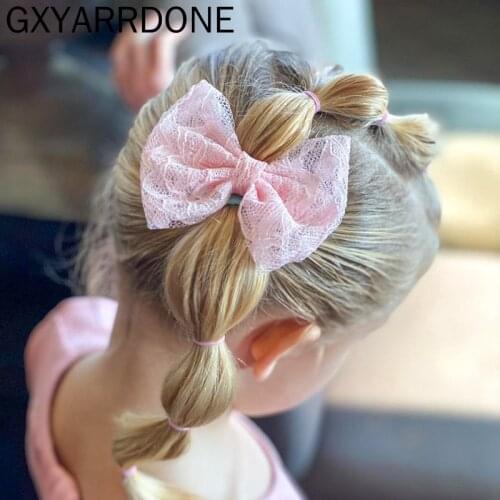 2021 Lace Bow Hair Clips for Children Baby Girls Chiffon Flower Lace Bowknot Hairpins Girks Hair Ties Top Hairbows Barrettes