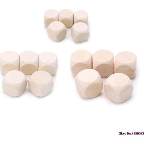 2021 New 5pcs/bag Blank Wood Dice Kid Printing Engraving Graffiti DIY Toys Family Party Games