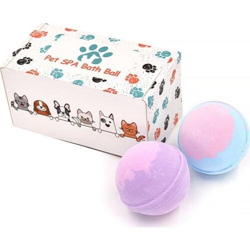 2PCS Pet Bath Bombs Salts Ball Relaxation Spa Bath Fizzies for Dogs and Cats Moisturizing and Aromatherapy Grooming Supplies