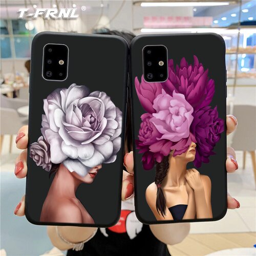 For A01 A11 A31 A41 A51 A71 A81 A91 A10 A20 A20E A30 A30S A40 A50 A50S case for funda Samsung A21S case Girl with flowers