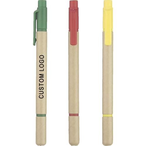 ECO Ball pen Highlighter Custom Pen Paper Ballpoint pen Fluorescent Promotional Personalized Gift pens Customize Fair Giveaway