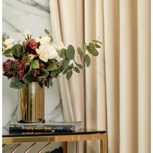 French Curtains for Living Dining Room Bedroom Light Luxury High-end Thick Silk Champagne Beige Beige Velvet Curtains Customized