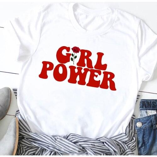 Women Girl Power Fashion Letters Feminist Cute Print T-Shirt Tee Shirt Female Tees Clothes T Shirt Graphic Print T-shirts