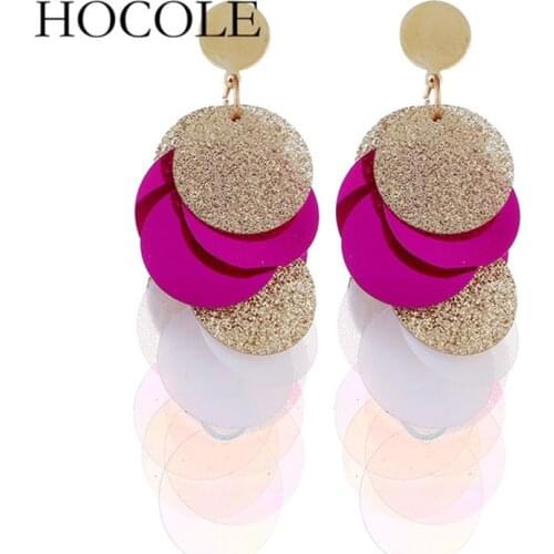 HOCOLE Bohemia Sequin Tassel Earrings Multilayer Colorful Long Drop Earrings For Women Wedding Statement Jewelry Pendientes