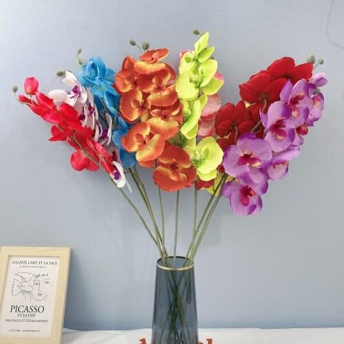 1Pcs/8Heads Artificial Flower high quality Silk Butterfly Orchid Head For Wedding Car Home Decoration DIY Cymbidium Handmade