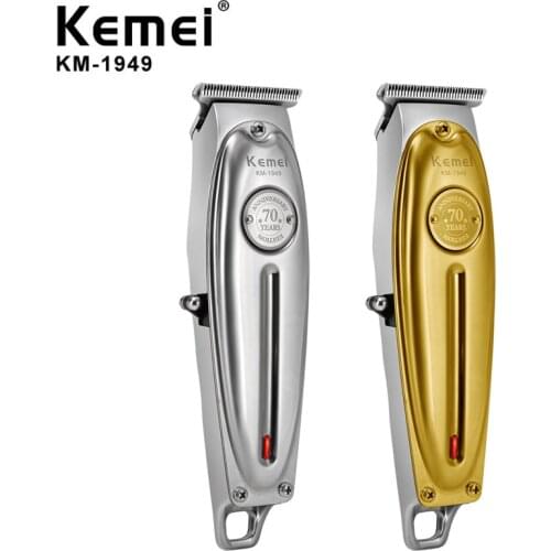 Kemei 1949 Professional Hair Clipper All Metal Men Electric Cordless Hair Trimmer 0mm Baldheaded T Blade Finish Haircut Machine