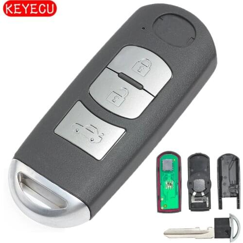 KEYECU Remote Key 3 Button FSK 433Mhz 4D63 Chip for Mazda 6 + Uncut Blade Model:SKE13E-01