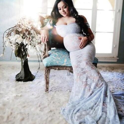 Lace Long Ruffle Dresses Pregnancy Dress For Photo Shoot Maternity Photography Props Maxi Dresses Pregnant Women Clothes New
