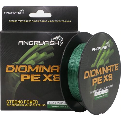 Angryfish Diominate PE X8 300M/500M 8 Strands Braided Fishing Line Multifilament Line 18 20 30 40LB Stealth line