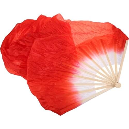 Hot Selling Hand Made Colorful Belly Dance Dancing Fans Tools Silk Bamboo Long Fans Veils 4 Colors (Right hand)
