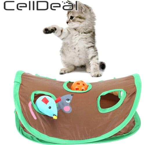 Cute Pet Cat Interactive Hide Seek Game 9 Holes Tunnel Mouse Hunt Intelligence Toy Pet Hidden Hole Foldable Toys For Kitten