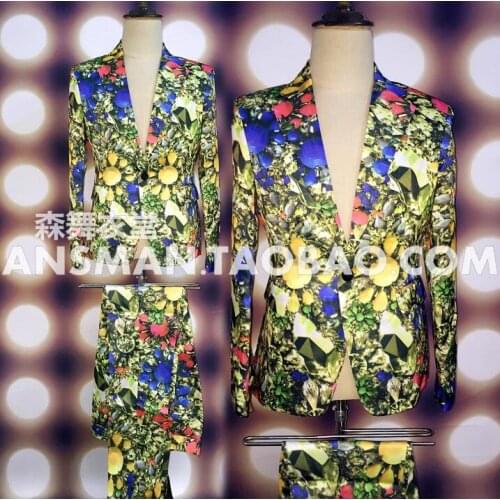 Male singer DJ nightclub guest Quan Zhilong GD with the same paragraph Baroque 3D gem suit suit costume suit S-2XL