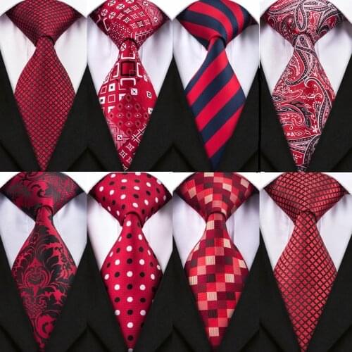 2018 New Design 8.5cm 15 Style Red Tie Set Jacquard Woven Mens Neck Ties Gravata Hanky Cufflinks Set Mens Tie for Wedding Party