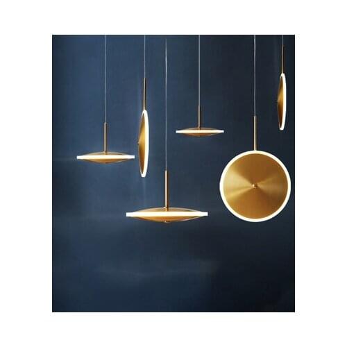 Nordic modern bedroom bedside copper pendant light flying saucer acrylic LED restaurant creative soft lamp lighting fixtures