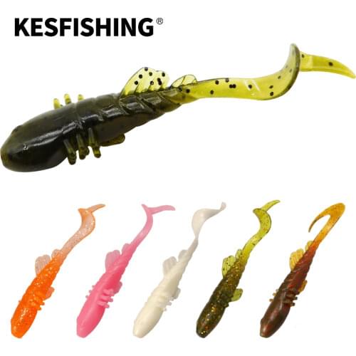 KESFISHING New Fishing Lures Soft Plastic Baits Slim Single Tail 70mm 2.5g 10pcs Soft Lure Leurre Souple Silicone Bait