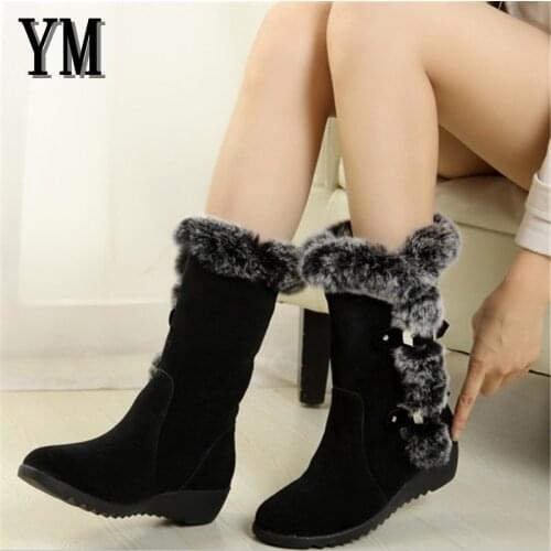 Fashion 2020 New Hot Sale Women Boots Autumn Flock Winter Ladies Fashion Snow Boots Shoes Thigh High Suede Mid-Calf Boots Big 42