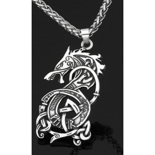 New Personality Retro Viking Dragon Pendant Necklace for Mens Fashion Sliding Animal Hanging Necklace Accessories Party Gift