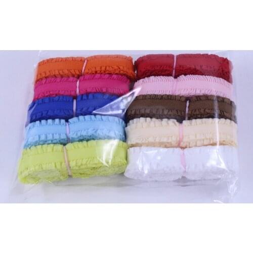 20yards/lot 2yards each color 13mm ruffled elastic ribbon for dress accessaries headband hair band diy