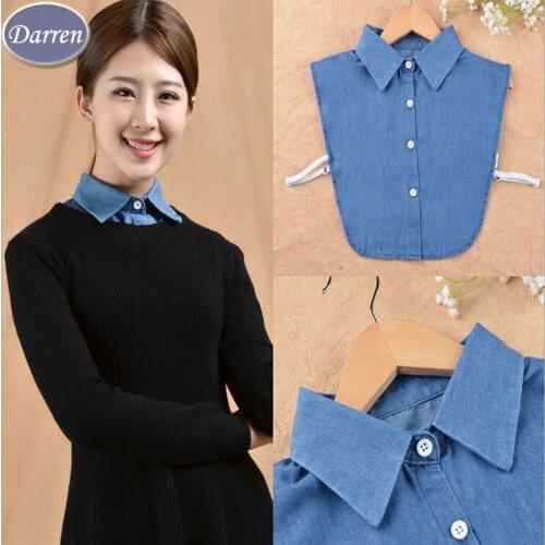 WHOLESALE Fashion Denim Fake Shirt Collar Women Free Size Jean Detachable Collars B7