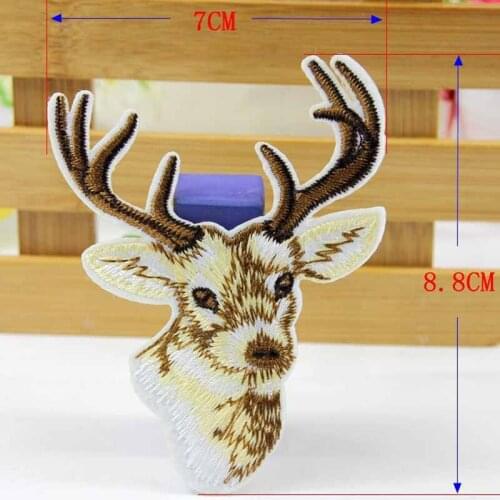 Deer Head Punk Iron On Patch Embroidered Clothes Patch For Clothing Woman Clothes Stickers Garment Apparel Accessories