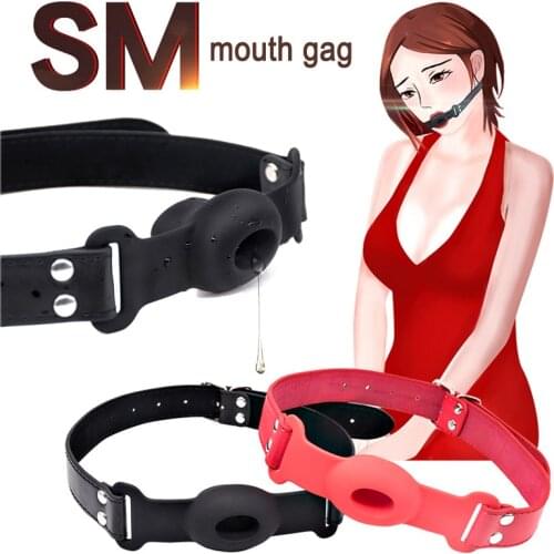 Hollow Drool Open Mouth Plug Oral SM Products SM Mouth Gag Ball Bondage Fetish Harness Slave BDSM Adult Games Sex Toys for Women