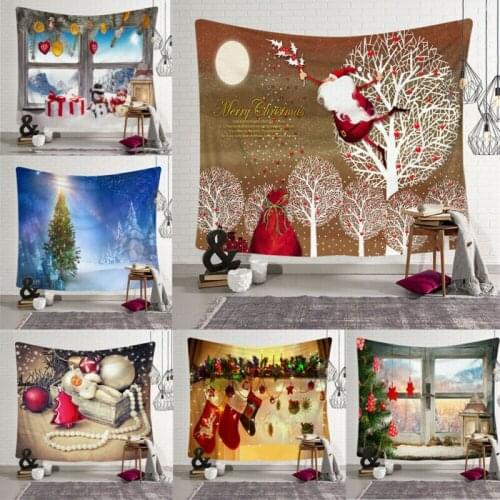 Festival Christmas Print Tapestry Fashion Xmas Funny Cute Printed Tree Wall Hanging Psychedelic Tapestry Home Harmonious Decor