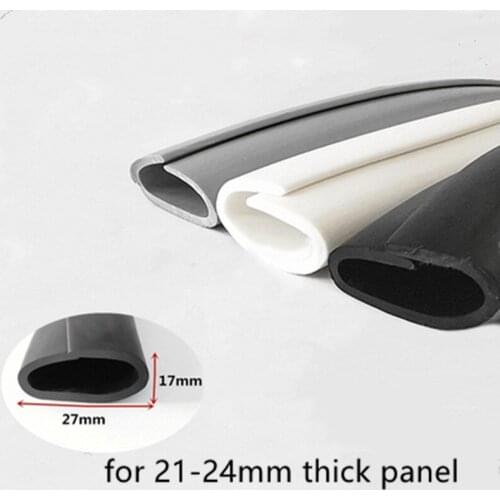 Rubber U Sealing Strip 17x27mm 24mm thick Glass Metal Car Wood Panel Board Round Edge Encloser Shield Gray White Black