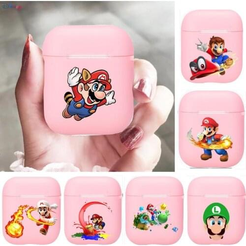Cute cartoon m-mario Silicone Bluetooth Wireless Earphone Case for AirPods Protective Cover Skin Accessories Pods Charging Box B