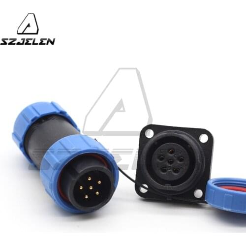 SP21 6 Pin Connector LED Power Square Panel Mount Waterproof Connectors Male and Female Plug & Socket IP68
