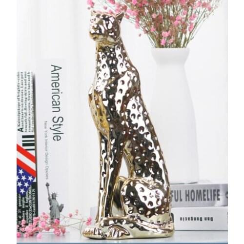 Animal statue Northern Europe creative Large ornaments creative ceramic leopard crafts office decorations
