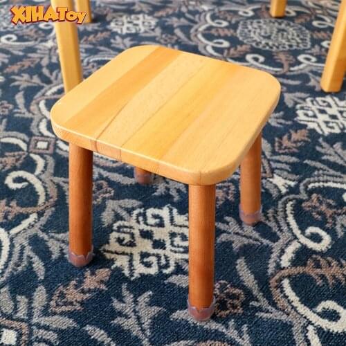 Footrest Seat Stool With Soft Rubber Sleeve 4 Legs Montessori Children Solid Wood Stool For Adults Furniture